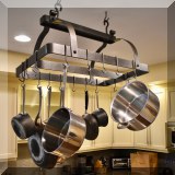 K01. Metal hanging pot rack. 34”w 